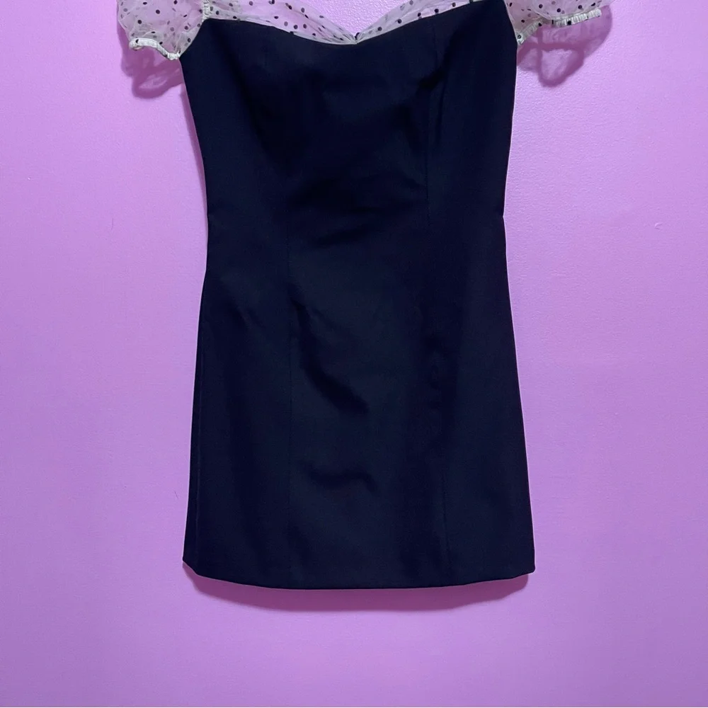 Camila Coelho Heirloom Tulle Puff Sleeve‎ Mini Dress Small Black Flocked Dot - Picture 5 of 12
